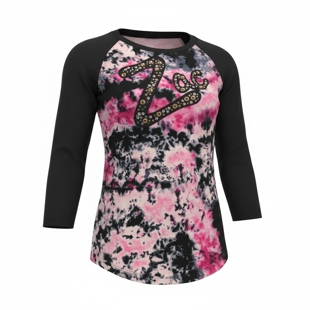 Zac Posen for Target Women XS Tie Dye Raglan 3/4 Sleeve Embellished Baseball Tee